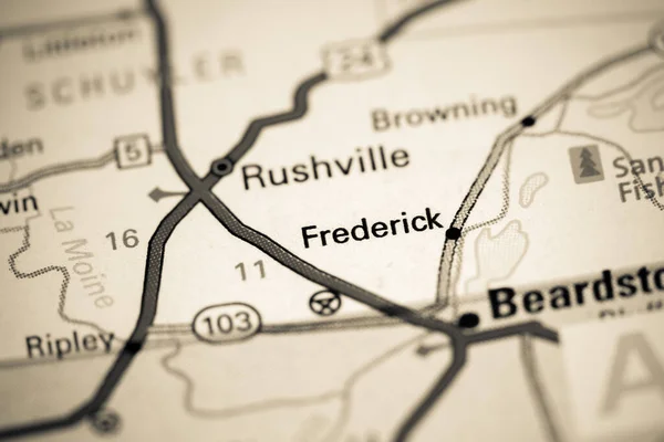 弗雷德里克Frederick 伊利诺伊州地图上的美国 — 图库照片
