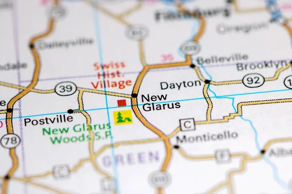 Nuovo Glarus Wisconsin Stati Uniti Una Mappa — Foto Stock