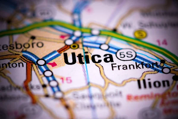 Utica 地图上的美国 — 图库照片