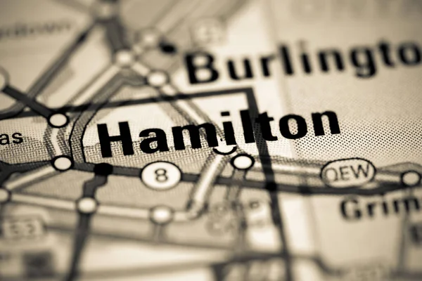 汉密尔顿Hamilton 地图上的加拿大 — 图库照片