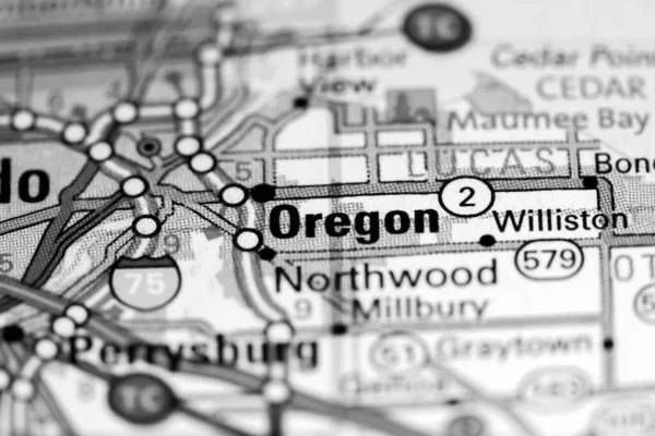 Oregon Ohio Eua Sobre Mapa — Fotografia de Stock