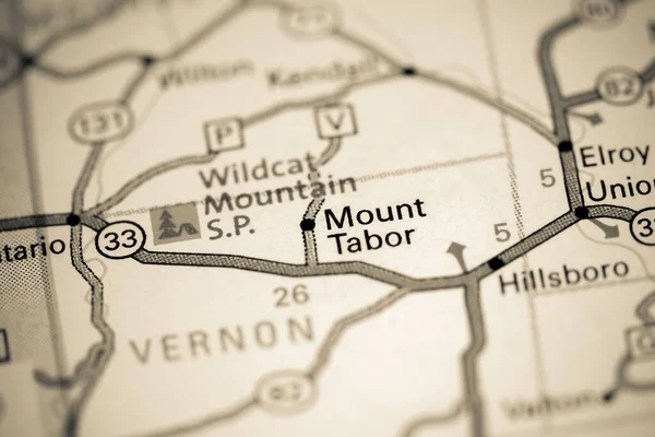 Mount Tabor. Wisconsin. USA on a map