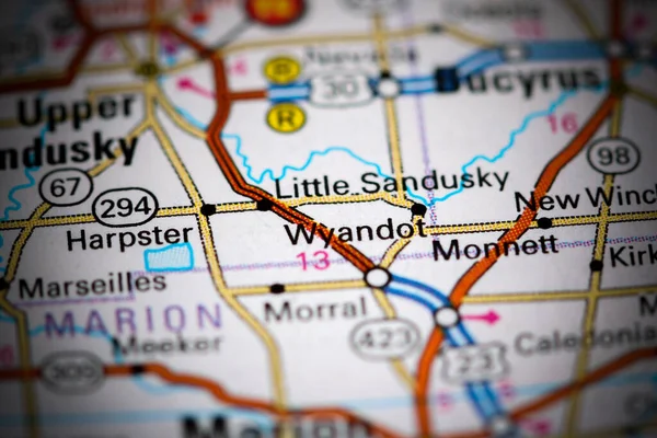 Wyandot. Ohio. USA on a map