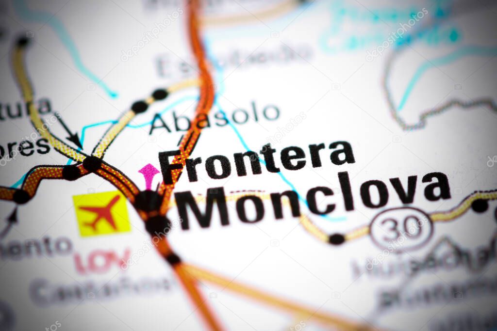 Frontera. Mexico on a map