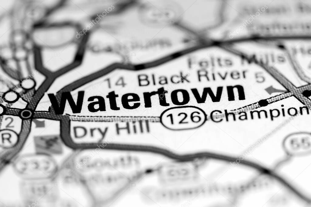 Watertown. New York. USA on a map