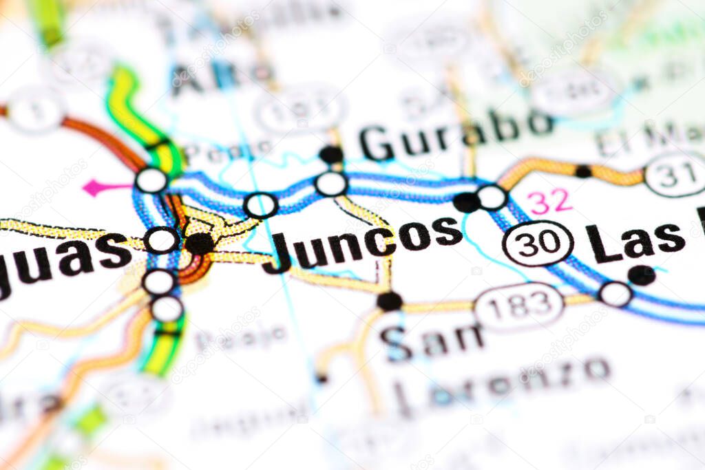 Juncos. Puerto Rico on a map