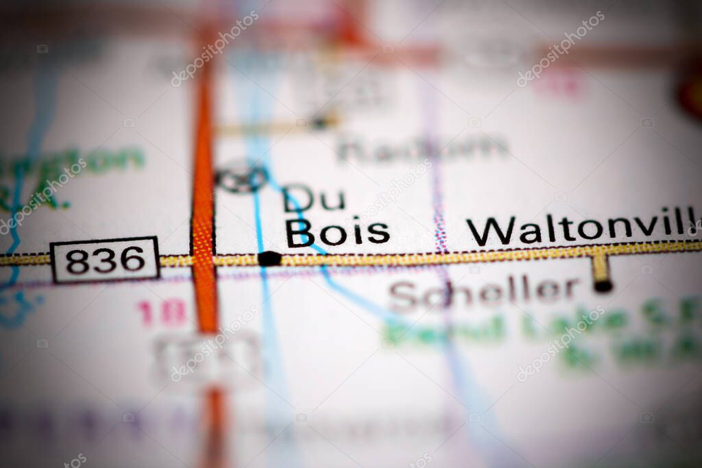 Du Bois. Illinois. USA on a geography map