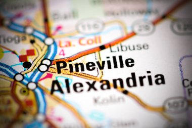 Pineville. Louisiana. USA on a map clipart