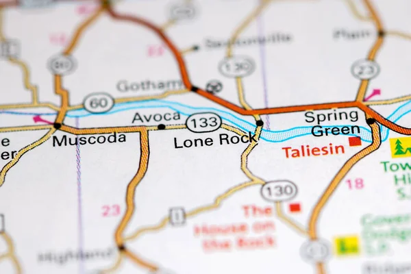 ローン ロックだ ウィスコンシン州 地図上のアメリカ — ストック写真