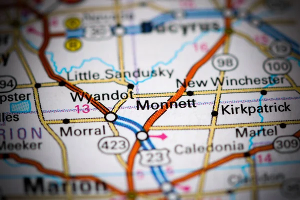 Monnette Ohio Usa Mapě — Stock fotografie