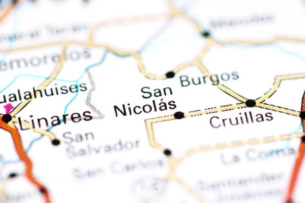 San Nicolas. Mexico on a map