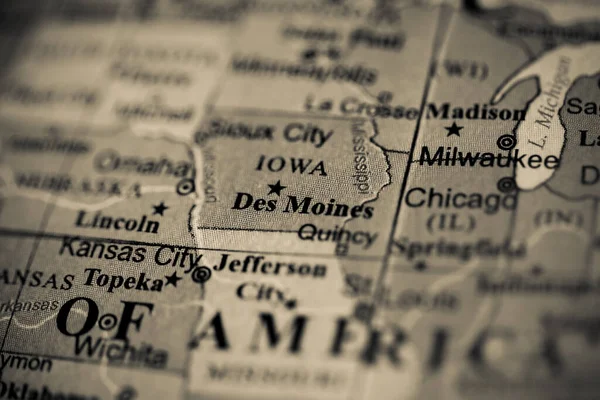 Des Moines Stati Uniti Una Mappa Geografica — Foto Stock