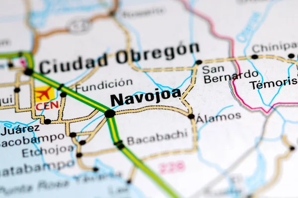 Navojoa. Mexico on a map