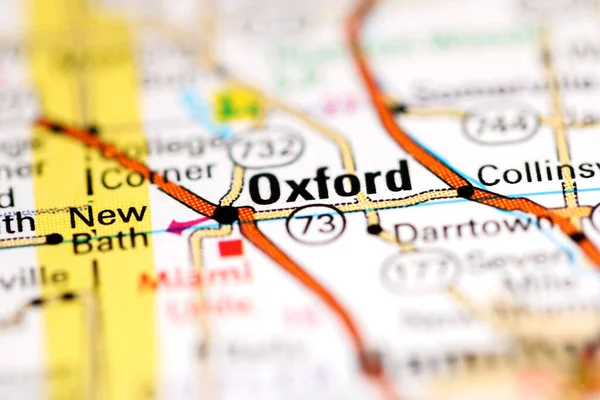 Oxford Ohio Eua Sobre Mapa Geografia — Fotografia de Stock