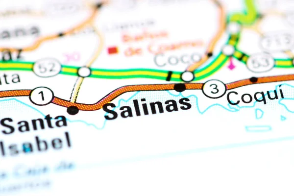 Salinas Porto Rico Sobre Mapa — Fotografia de Stock