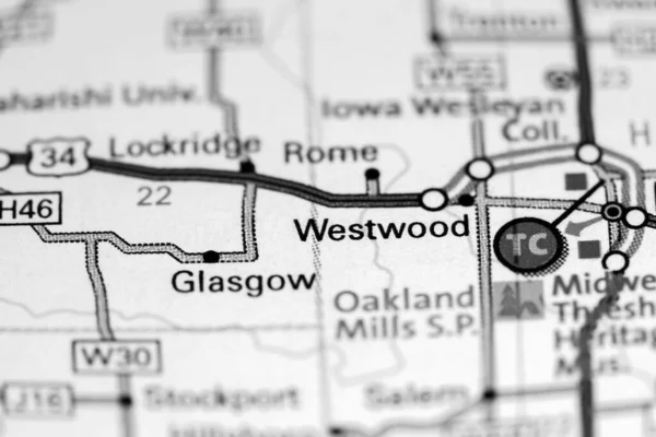ウエストウッド アイオワだ 地図上のアメリカ — ストック写真