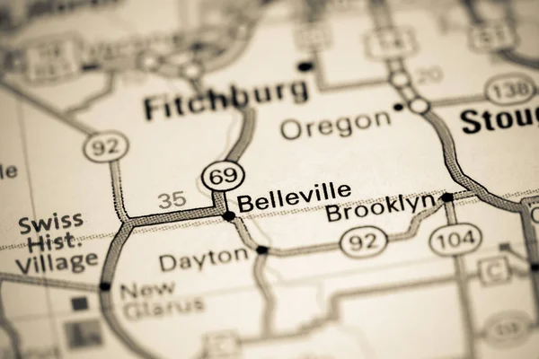 Belleville Ben Wisconsinban Usa Térképen — Stock Fotó