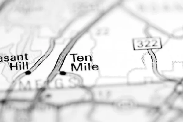 Tio Mile Det Tennessee Usa Geografisk Karta — Stockfoto