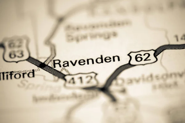 Ravenden 阿肯色州地图上的美国 — 图库照片