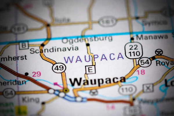 Waupaca Vagyok Wisconsinban Usa Térképen — Stock Fotó