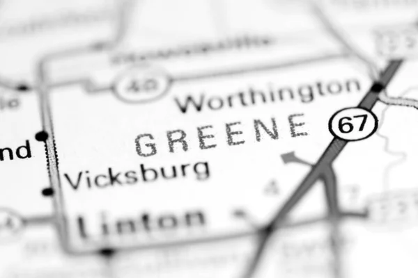 Greene Indiana Eua Sobre Mapa Geografia — Fotografia de Stock