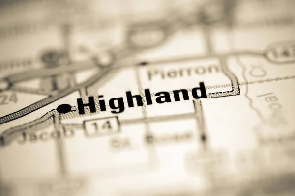 Highland Illinois Eua Sobre Mapa Geografia — Fotografia de Stock