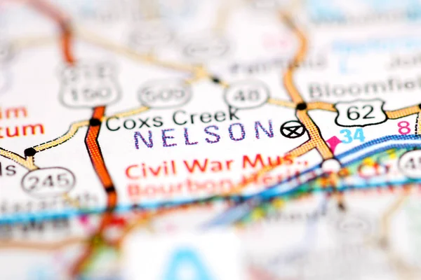 ネルソンだ ケンタッキー州 地理地図上のアメリカ — ストック写真