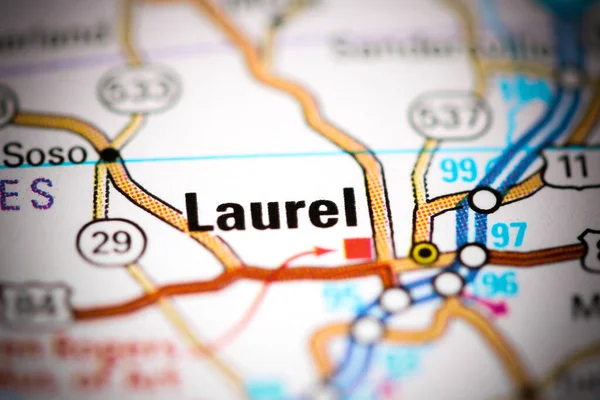 Laurel. Mississippi. USA on a map