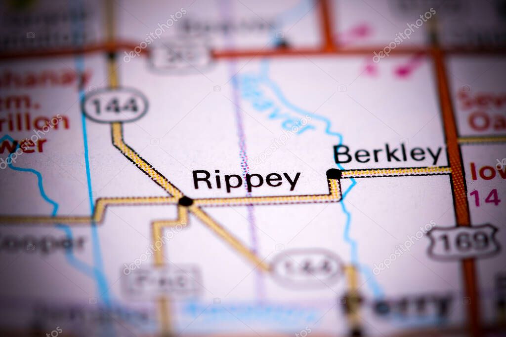 Rippey. Iowa. USA on a map