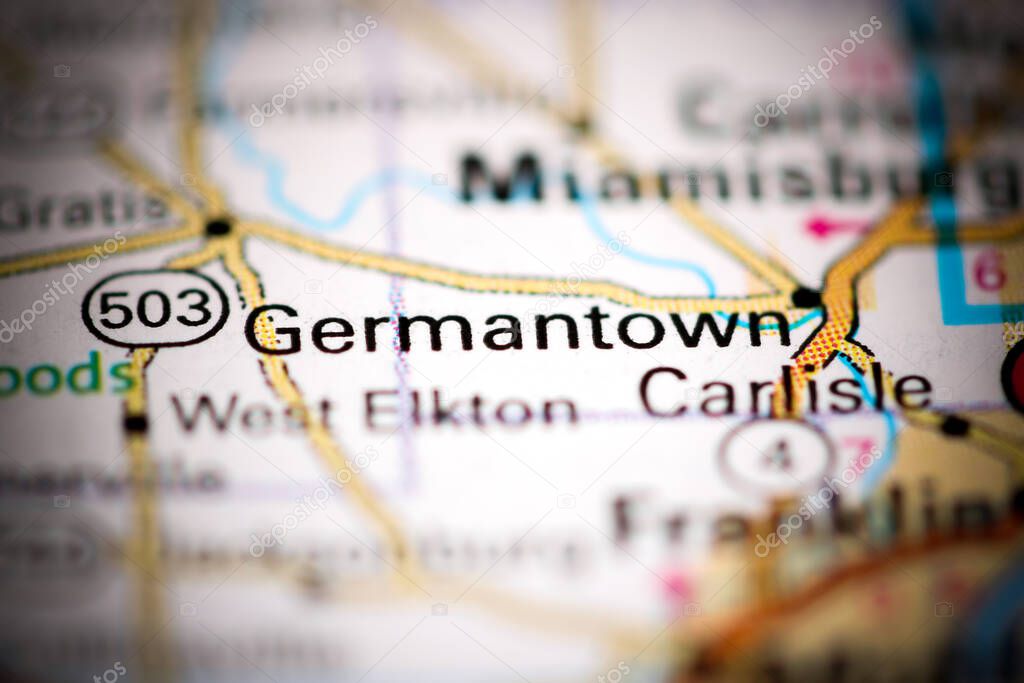 Germantown. Ohio. USA on a geography map