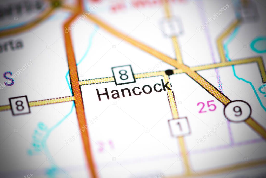 Hancock. Minnesota. USA on a map