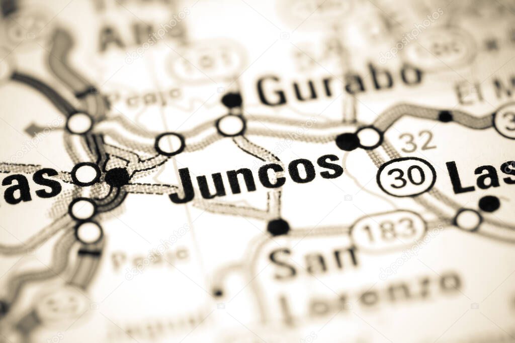 Juncos. Puerto Rico on a map