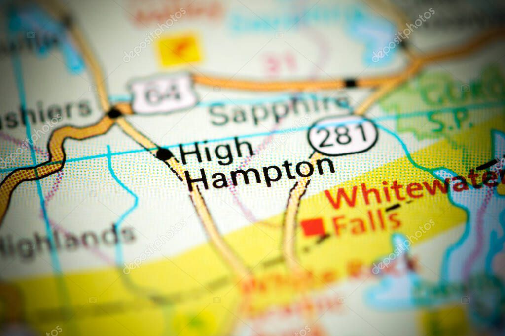 High Hampton. North Carolina. USA on a map