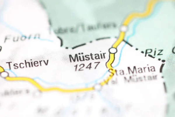 Mustair Γεωγραφικό Χάρτη Της Ελβετίας — Φωτογραφία Αρχείου