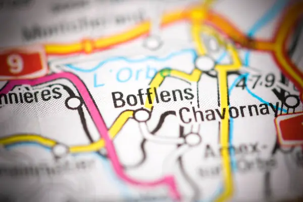 スイスの地理地図上のBofflens — ストック写真
