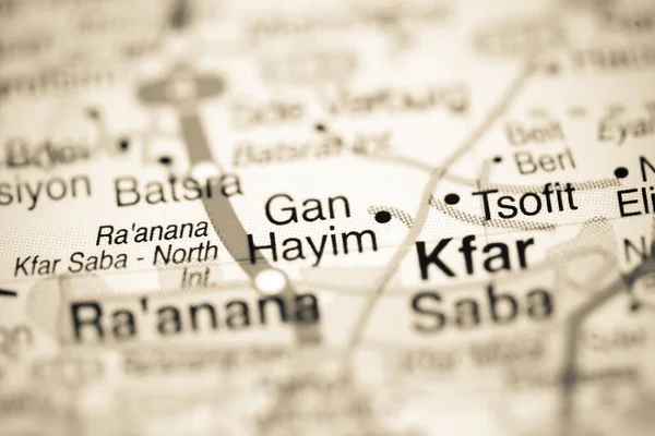 Gan Hayim on a geographical map of Israel