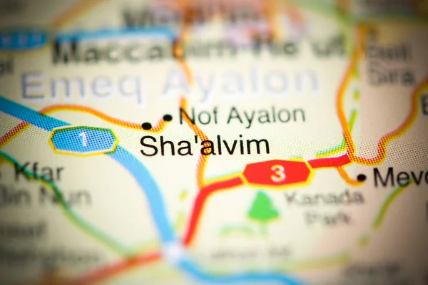 Sha'alvim on a geographical map of Israel
