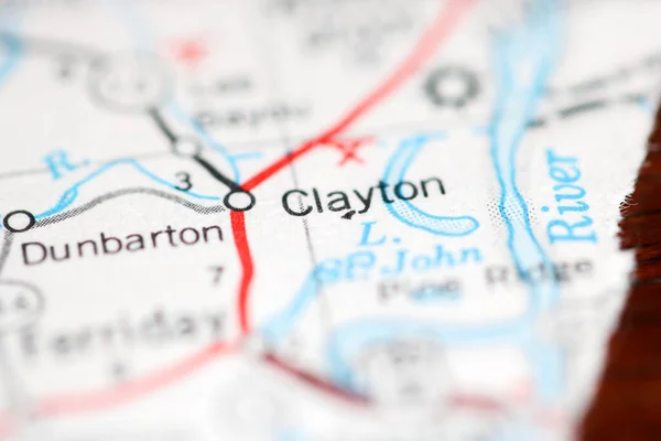 Claytonban Louisianában Usa Egy Földrajzi Térképen — Stock Fotó