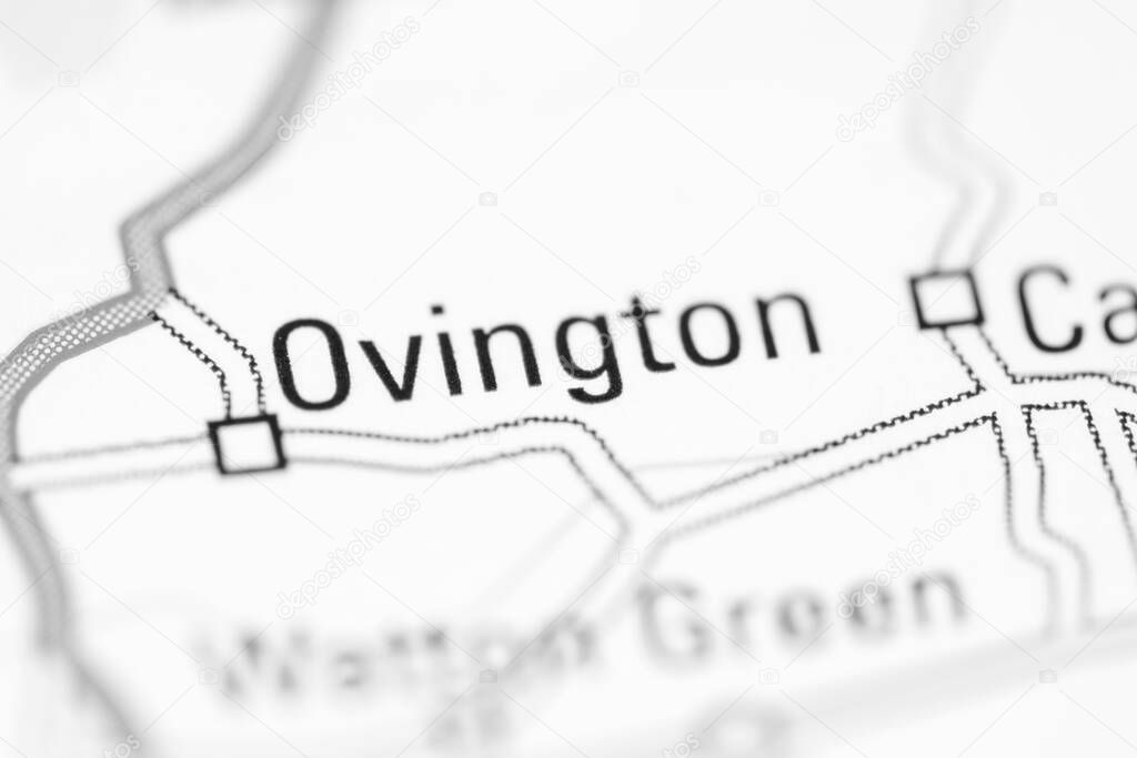 Ovington on a geographical map of UK