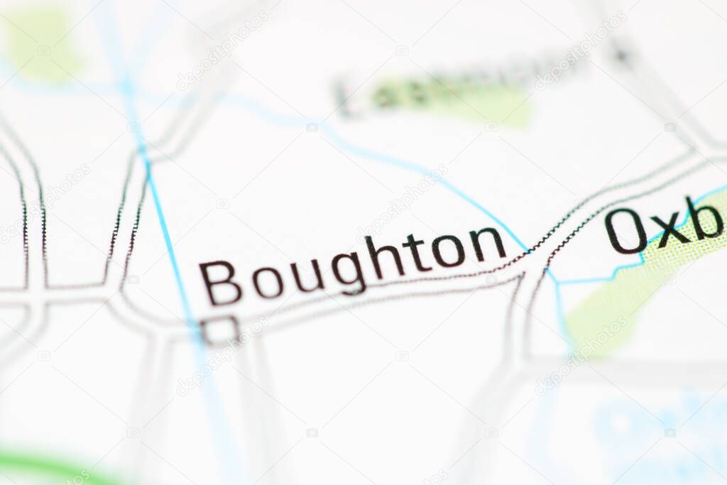 Boughton on a geographical map of UK