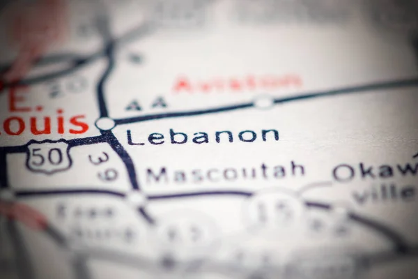 黎巴嫩 伊利诺伊州地图上的美国 — 图库照片