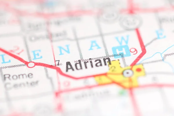 Adrian. Michigan. USA on a geography map.