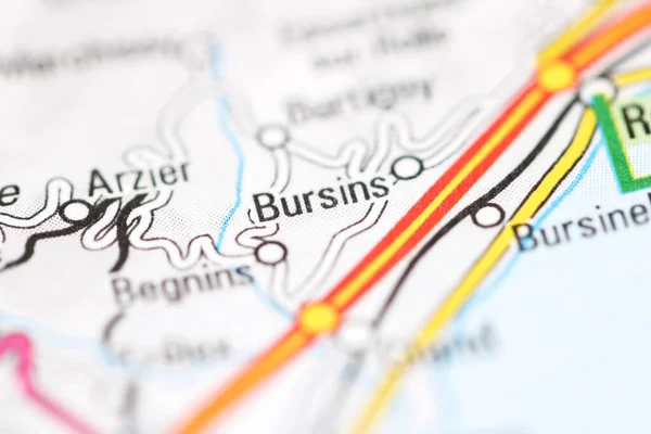 スイスの地理地図上のBursis — ストック写真