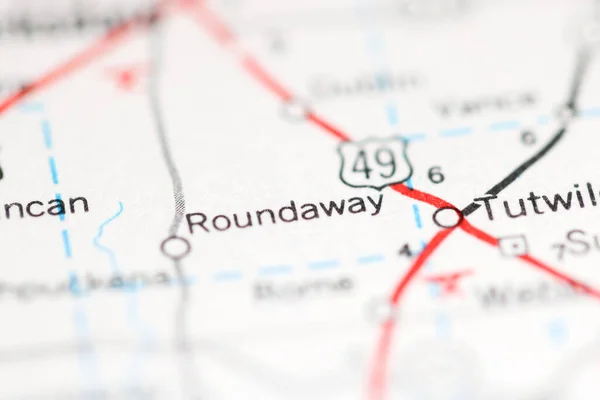 Roundaway. Mississippi. USA on a geography map