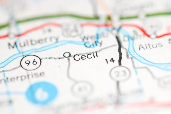 Cecil Arkansas Eeuu Mapa Geográfico — Foto de Stock