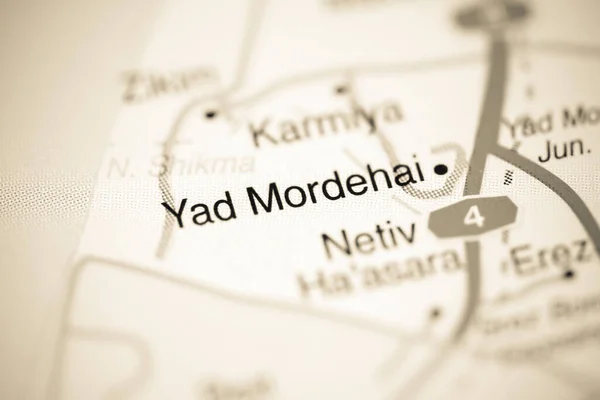 Yad Mordehai on a geographical map of Israel