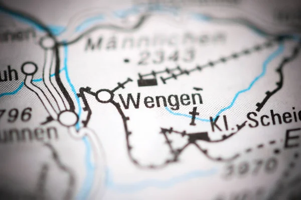 Wengen on a geographical map of Switzerland