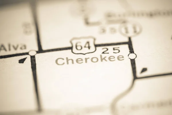 Een Cherokee Oklahoma Usa Een Aardrijkskundekaart — Stockfoto