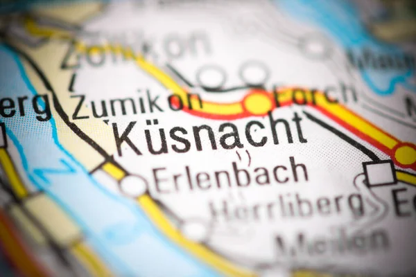 Kusnacht on a geographical map of Switzerland