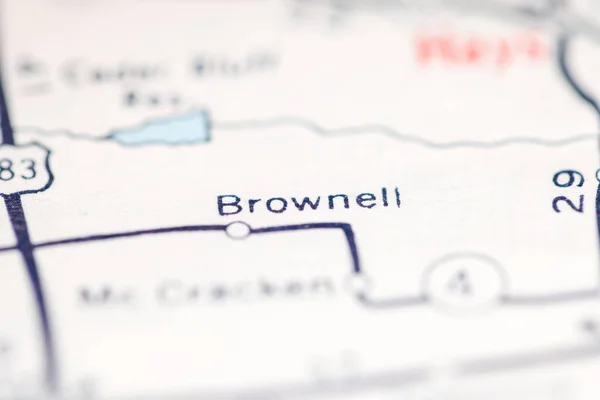 Brownell Vagyok Kansas Ben Usa Egy Földrajzi Térképen — Stock Fotó